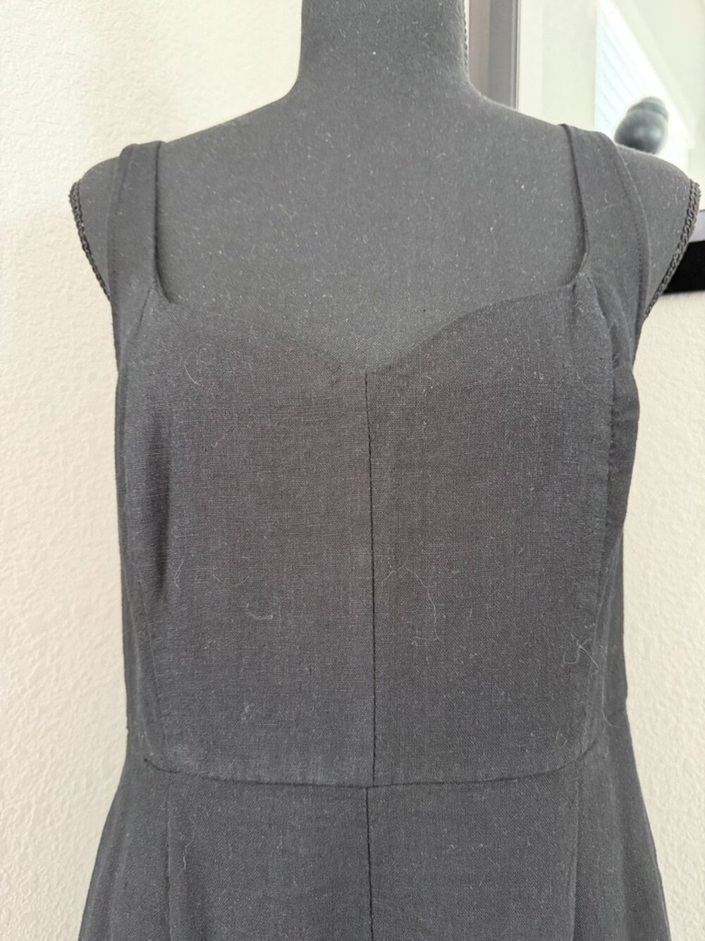 OLD NAVY Black Linen Midi Dress Sweetheart Neck Medium - Picture 6 of 11